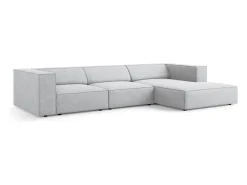 Cosmopolitan Design - Sofá de canto direito "Arendal" 4 lugares em tecido chenille com efeito canelado cinza claro - 284x166x70cm