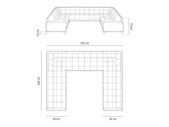Cosmopolitan Design - Sofá panorâmico "Bali" 9 lugares em veludo cinza claro - 327x256x75cm