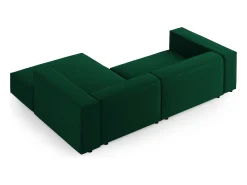 Cosmopolitan Design - Sofá de canto direito "Arendal" 3 lugares em veludo verde garrafa - 224x166x70cm