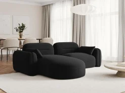 Cosmopolitan Design - Sofá modular de canto esquerdo "Sydney" 3 lugares em veludo preto - 230x165x70cm