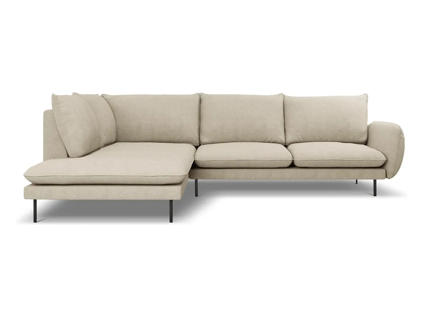 Cosmopolitan Design - Sofá de canto esquerdo "Vienna" 6 lugares em tecido estrutural bege - 275x185x95cm