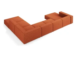 Cosmopolitan Design - Sofá de canto direito panorâmico "Arendal" 7 lugares em tecido chenille terracota - 364x262x70cm