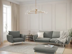 Cosmopolitan Design - Sofá "Vienna" 2 lugares em tecido bouclé cinza - 160x92x95cm