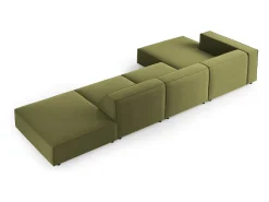 Cosmopolitan Design - Sofá de canto esquerdo "Arendal" 5 lugares em veludo verde claro - 341x166x70cm