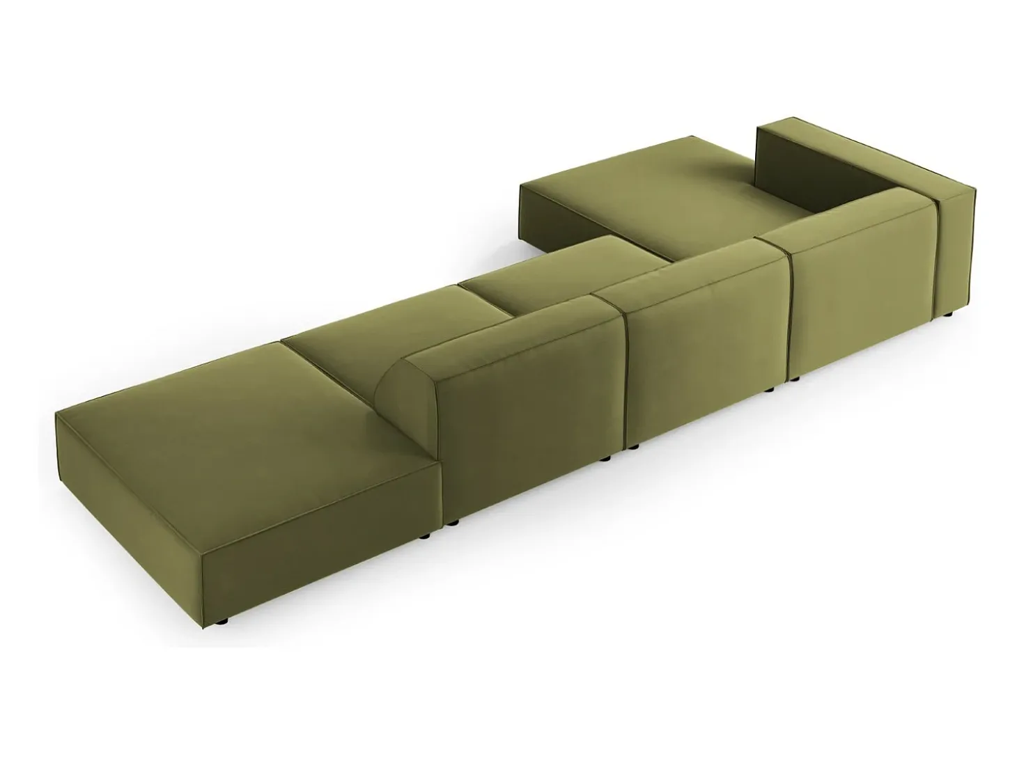 Cosmopolitan Design - Sofá de canto esquerdo "Arendal" 5 lugares em veludo verde claro - 341x166x70cm