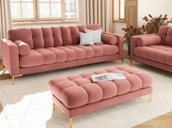 Cosmopolitan Design - Sofá "Bali" 4 lugares em veludo rosa - 217x92x75cm