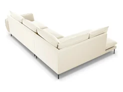 Cosmopolitan Design - Sofá de canto esquerdo "Vienna" 6 lugares em veludo bege claro - 275x185x95cm