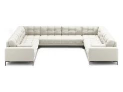 Cosmopolitan Design - Sofá panorâmico "Bali" 9 lugares em tecido estrutural bege claro - 327x256x75cm