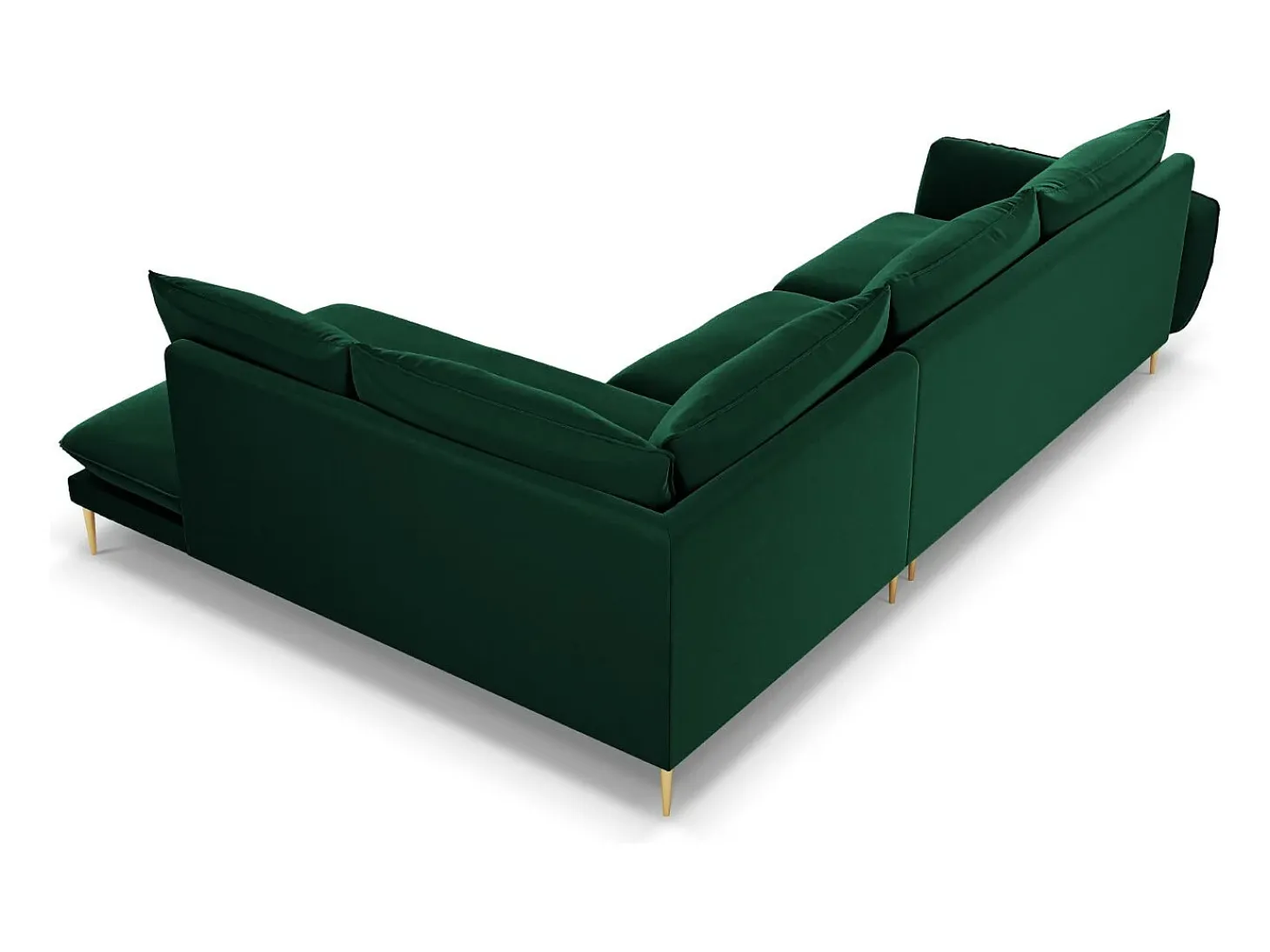 Cosmopolitan Design - Sofá de canto direito "Vienna" 6 lugares em veludo verde garrafa - 275x185x95cm