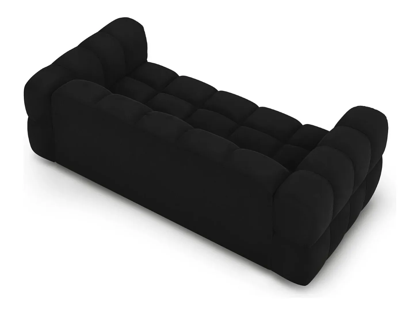 Cosmopolitan Design - Sofá "Sky" 3 lugares em veludo preto - 214x102x75cm