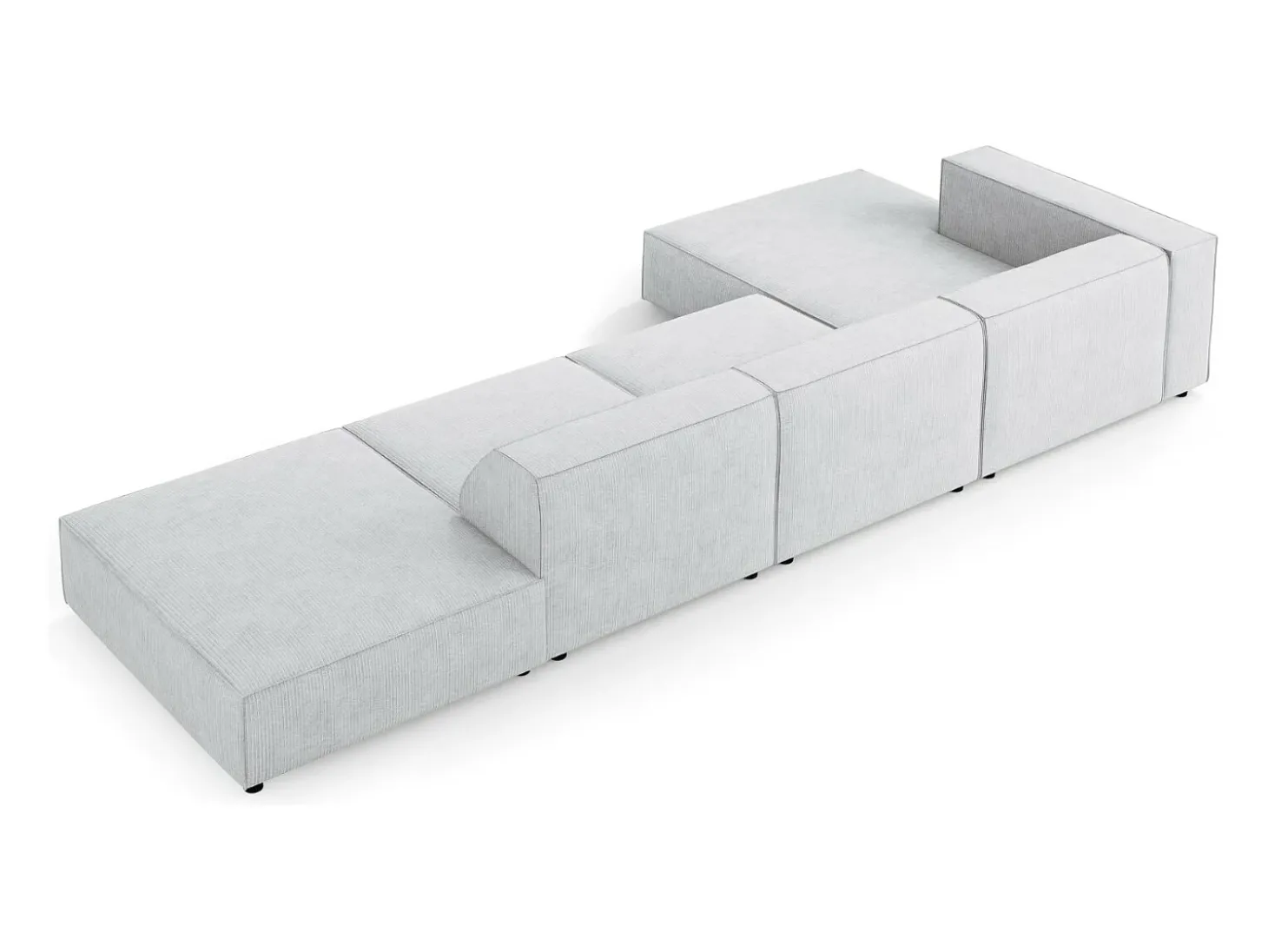 Cosmopolitan Design - Sofá de canto esquerdo "Arendal" 5 lugares em tecido chenille com efeito canelado cinza claro - 341x166x70cm