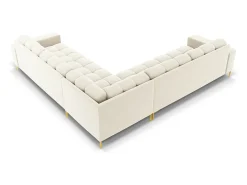 Cosmopolitan Design - Sofá de canto simétrico "Bali" 6 lugares em veludo bege claro - 256x256x75cm