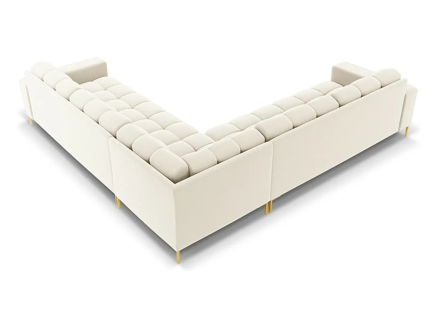 Cosmopolitan Design - Sofá de canto simétrico "Bali" 6 lugares em veludo bege claro - 256x256x75cm