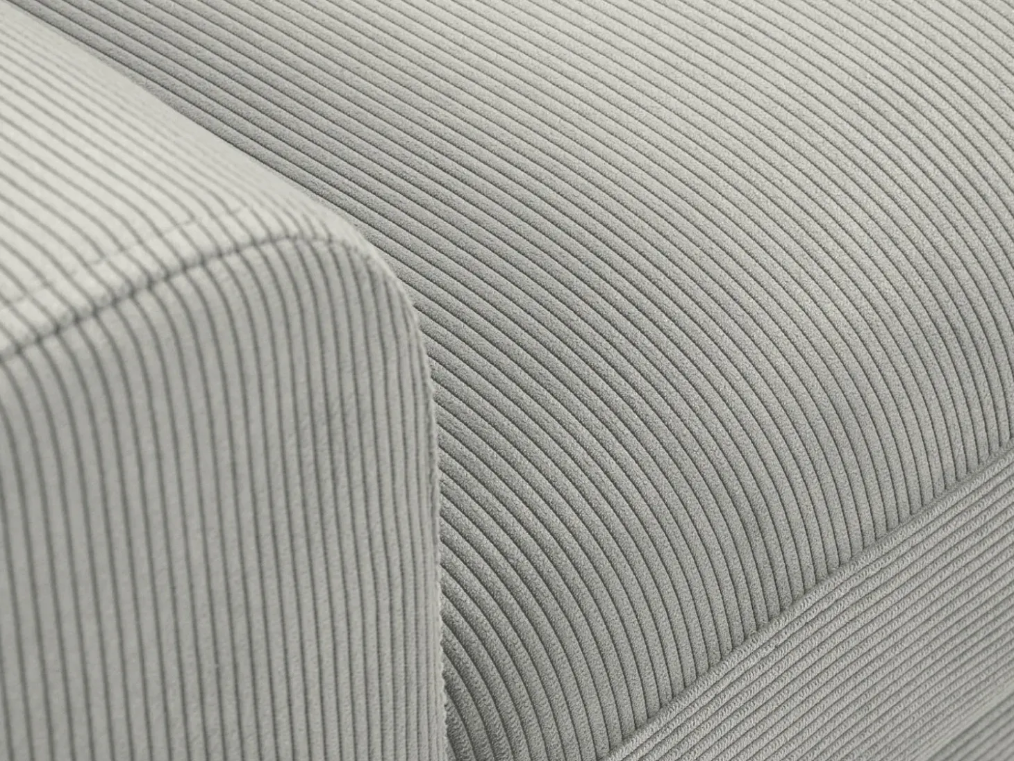 Cosmopolitan Design - Sofá convertível de canto direito com caixa de arrumação "Kyoto" 4 lugares em veludo cotelê cinza claro - 241x145x88cm