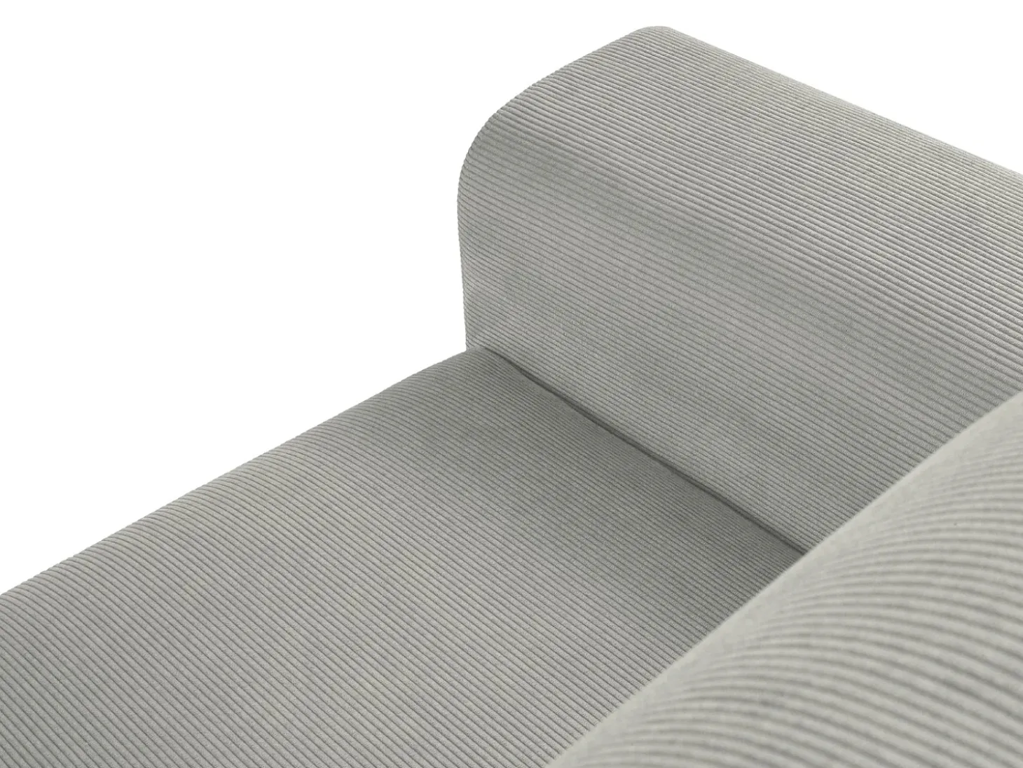 Cosmopolitan Design - Sofá convertível de canto direito com caixa de arrumação "Kyoto" 4 lugares em veludo cotelê cinza claro - 241x145x88cm