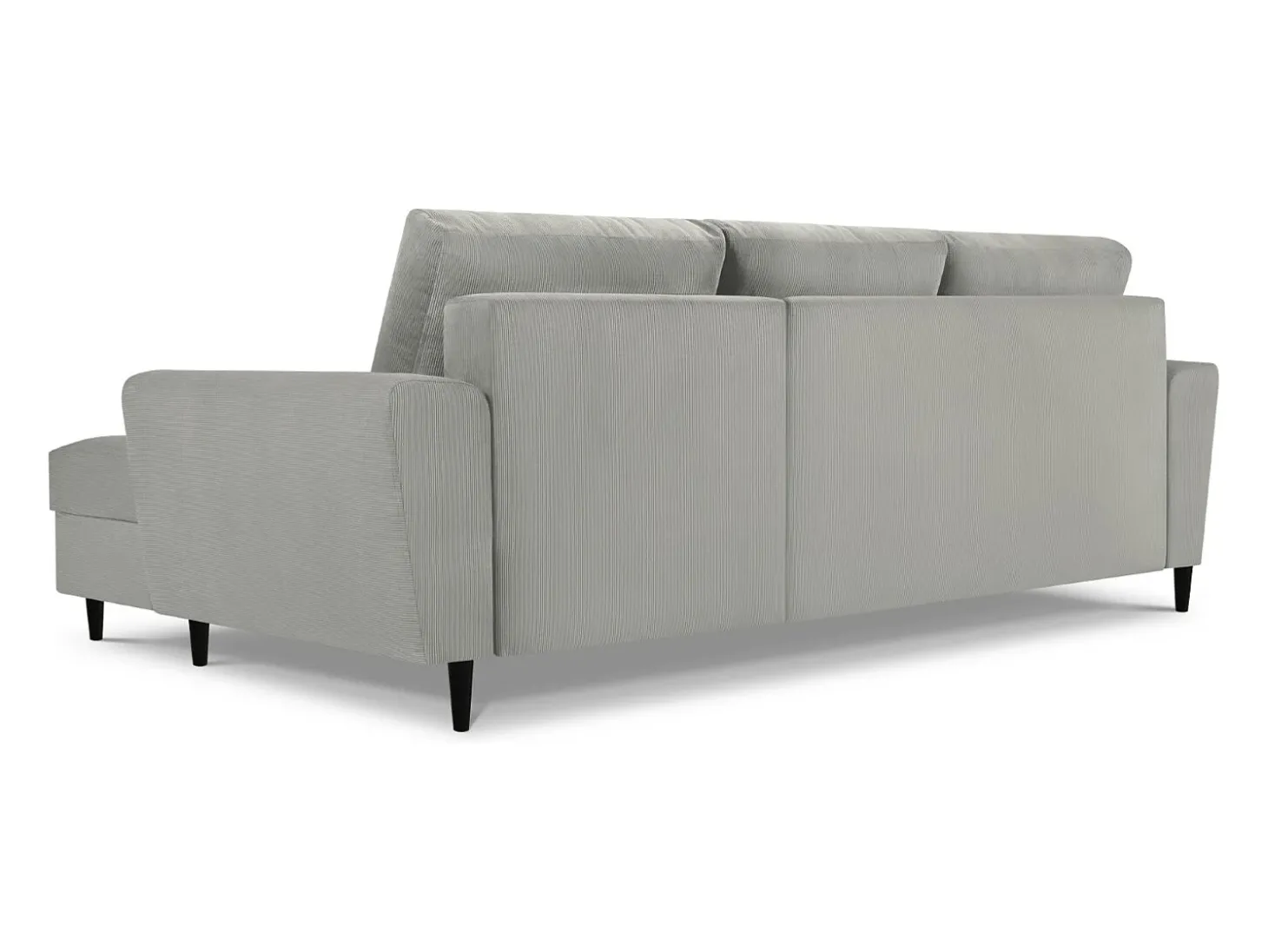 Cosmopolitan Design - Sofá convertível de canto direito com caixa de arrumação "Kyoto" 4 lugares em veludo cotelê cinza claro - 241x145x88cm