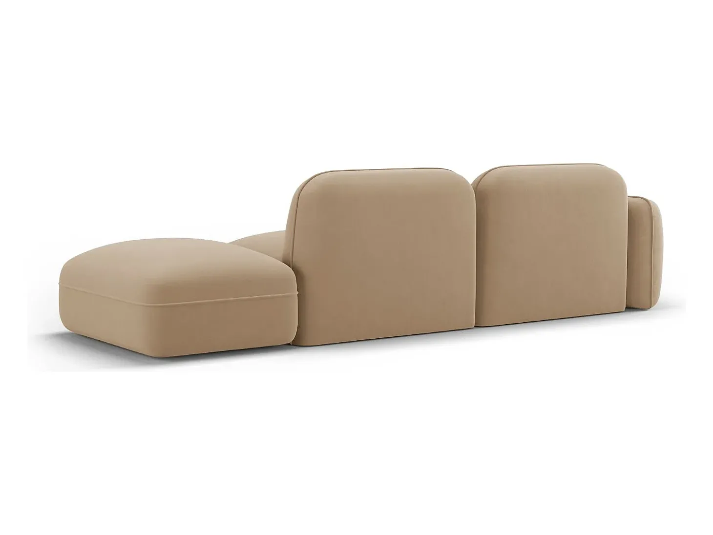 Cosmopolitan Design - Sofá modular direito "Sydney" 3 lugares em veludo areia - 295x90x70cm