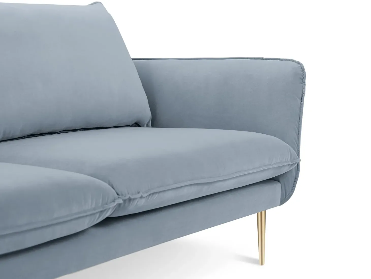 Cosmopolitan Design - Sofá "Vienna" 3 lugares em veludo azul claro - 200x92x95cm