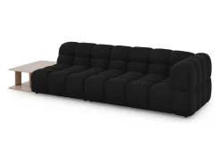 Cosmopolitan Design - Sofá modular virado para a esquerda "Sky" 4 lugares em veludo preto - 297x102x75cm