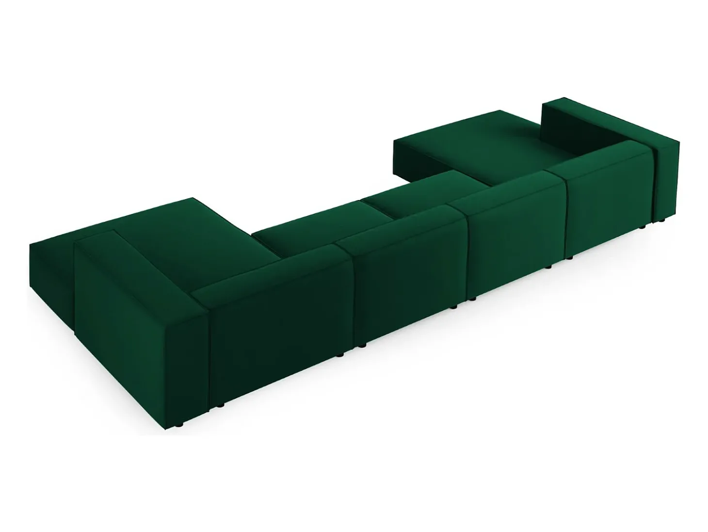 Cosmopolitan Design - Sofá panorâmico "Arendal" 6 lugares em veludo verde garrafa - 364x166x70cm