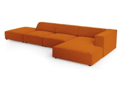 Cosmopolitan Design - Sofá de canto direito "Arendal" 5 lugares em veludo terracota - 341x166x70cm