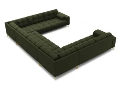Cosmopolitan Design - Sofá panorâmico "Bali" 9 lugares em tecido estrutural verde - 327x256x75cm