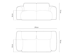Cosmopolitan Design - Sofá "Nolio" 2 lugares em tecido chenille bege claro - 170x95x72cm