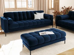 Cosmopolitan Design - Sofá "Bali" 3 lugares em veludo azul real - 177x92x75cm