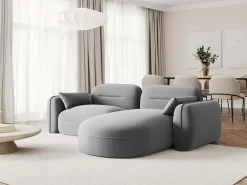 Cosmopolitan Design - Sofá modular de canto direito "Sydney" 3 lugares em veludo cinza claro - 230x165x70cm