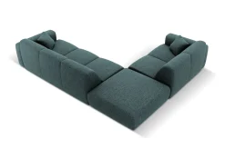 Cosmopolitan Design - Sofá de canto esquerdo "Nolio" 4 lugares em tecido chenille petróleo - 315x250x72cm