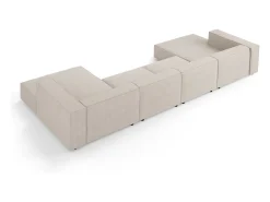 Cosmopolitan Design - Sofá panorâmico "Arendal" 6 lugares em tecido chenille com efeito canelado bege escuro - 364x166x70cm