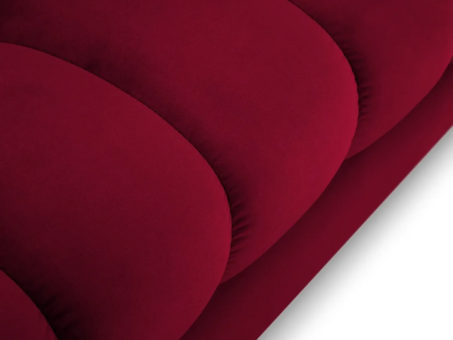 Cosmopolitan Design - Sofá panorâmico "Bali" 7 lugares em veludo vermelho - 383x185x75cm
