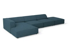 Cosmopolitan Design - Sofá de canto esquerdo "Arendal" 5 lugares em tecido chenille com efeito canelado azul marinho - 341x166x70cm