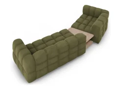 Cosmopolitan Design - Sofá modular virado para a esquerda "Sky" 3 lugares em veludo verde claro - 353x148x75cm