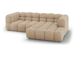 Cosmopolitan Design - Sofá modular de canto direito "Sky" 3 lugares em veludo areia - 244x162x75cm