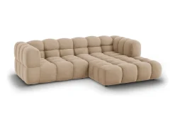 Cosmopolitan Design - Sofá modular de canto direito "Sky" 3 lugares em veludo areia - 244x162x75cm