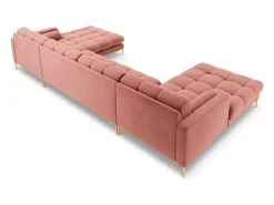 Cosmopolitan Design - Sofá panorâmico "Bali" 7 lugares em veludo rosa - 383x185x75cm