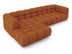 Cosmopolitan Design - Sofá modular de canto esquerdo "Sky" 4 lugares em veludo terracota - 300x162x75cm