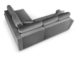 Cosmopolitan Design - Sofá convertível de canto direito com caixa de arrumação "Kyoto" 5 lugares em veludo cinza claro - 243x194x88cm