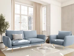 Cosmopolitan Design - Sofá "Vienna" 2 lugares em veludo azul claro - 160x92x95cm