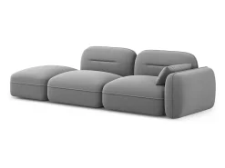Cosmopolitan Design - Sofá modular virado para a esquerda "Sydney" 3 lugares em veludo cinza claro - 295x90x70cm