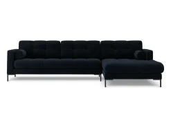 Cosmopolitan Design - Sofá de canto direito "Bali" 5 lugares em veludo azul escuro - 293x185x75cm