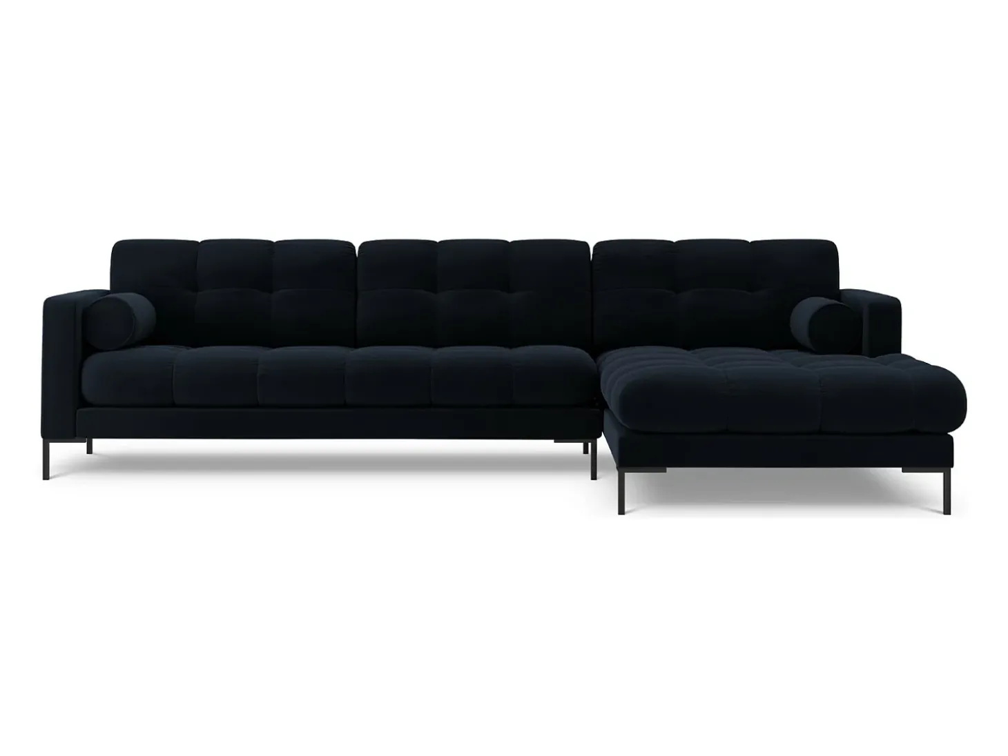 Cosmopolitan Design - Sofá de canto direito "Bali" 5 lugares em veludo azul escuro - 293x185x75cm