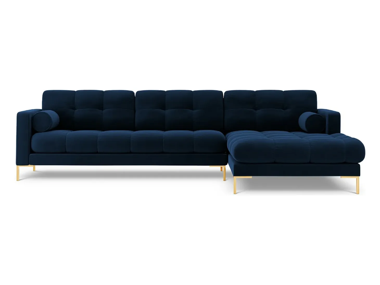 Cosmopolitan Design - Sofá de canto direito "Bali" 5 lugares em veludo azul real - 293x185x75cm