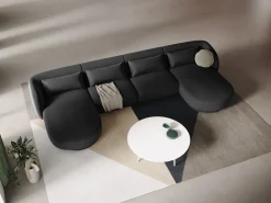 Cosmopolitan Design - Sofá panorâmico "Tulum" 5 lugares em veludo cinza - 330x156x70cm