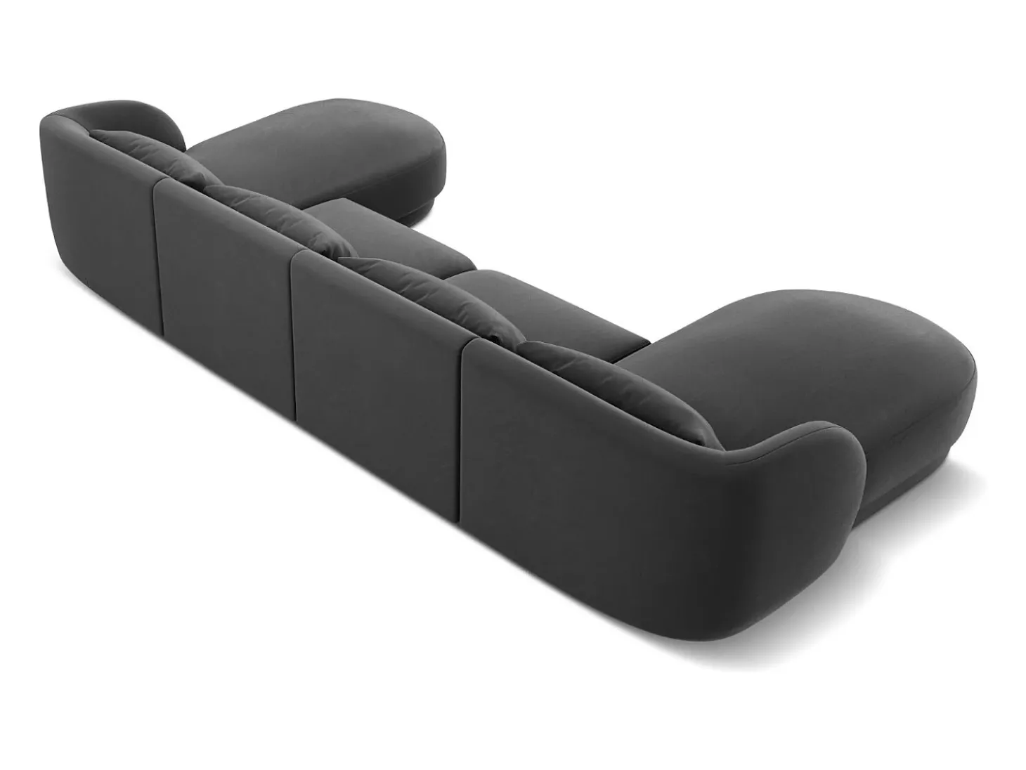 Cosmopolitan Design - Sofá panorâmico "Tulum" 5 lugares em veludo cinza - 330x156x70cm