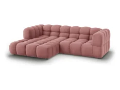 Cosmopolitan Design - Sofá modular de canto esquerdo "Sky" 3 lugares em veludo salmão - 244x162x75cm