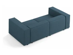 Cosmopolitan Design - Sofá "Arendal" 3 lugares em tecido chenille com efeito canelado azul marinho - 204x102x70cm