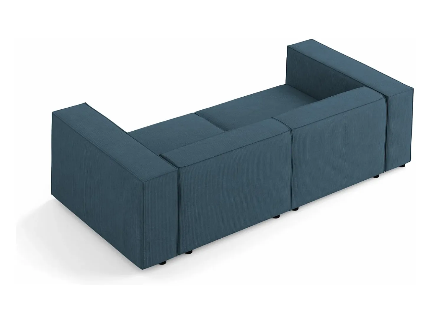 Cosmopolitan Design - Sofá "Arendal" 3 lugares em tecido chenille com efeito canelado azul marinho - 204x102x70cm