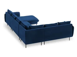 Cosmopolitan Design - Sofá de canto panorâmico à esquerda "Vienna" 7 lugares em veludo azul real - 330x235x95cm
